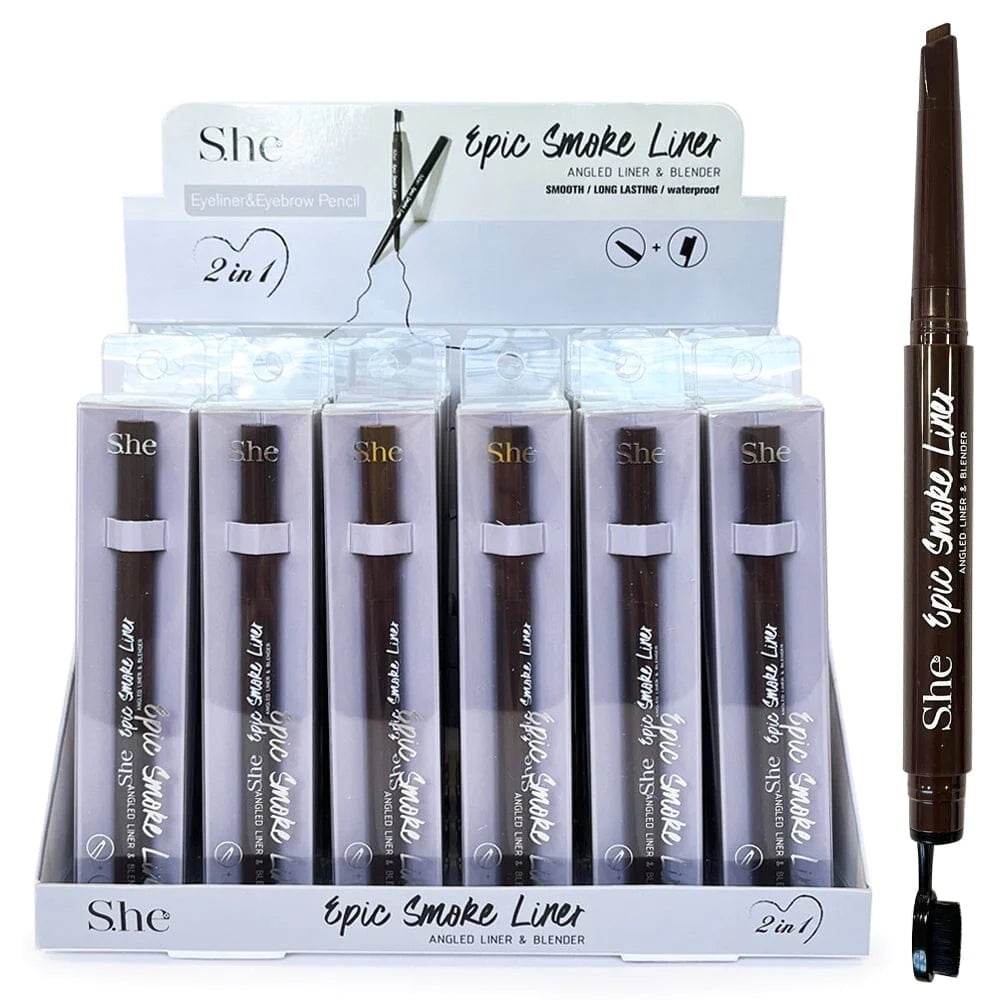 S.HE EPIC SMOKE LINER & EYEBROW PENCIL- DARK BROWN 24PCS