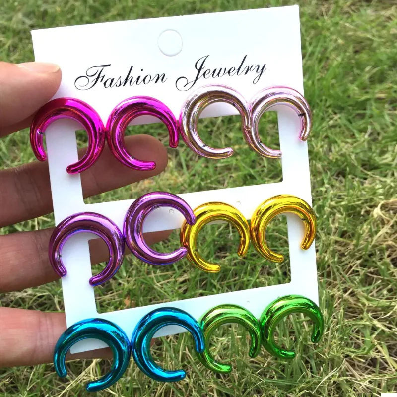 Iridescent Metallic Summer Time Fun Huggie Earrings