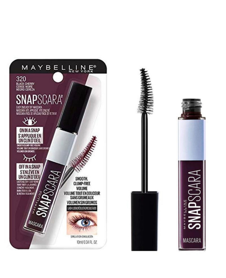 50-Liquidation MAYBELLINE "SNAPSCARA WASHABLE MASCARA, BLACK CHERRY"