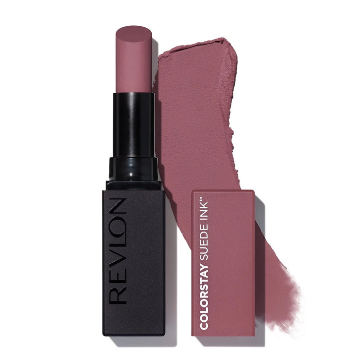 Revlon Lipstick, ColorStay Suede Ink, Built-in Primer, Infused with Vitamin E, Waterproof, Smudge-proof, Matte Color, 012 Power Trip, 0.09 oz