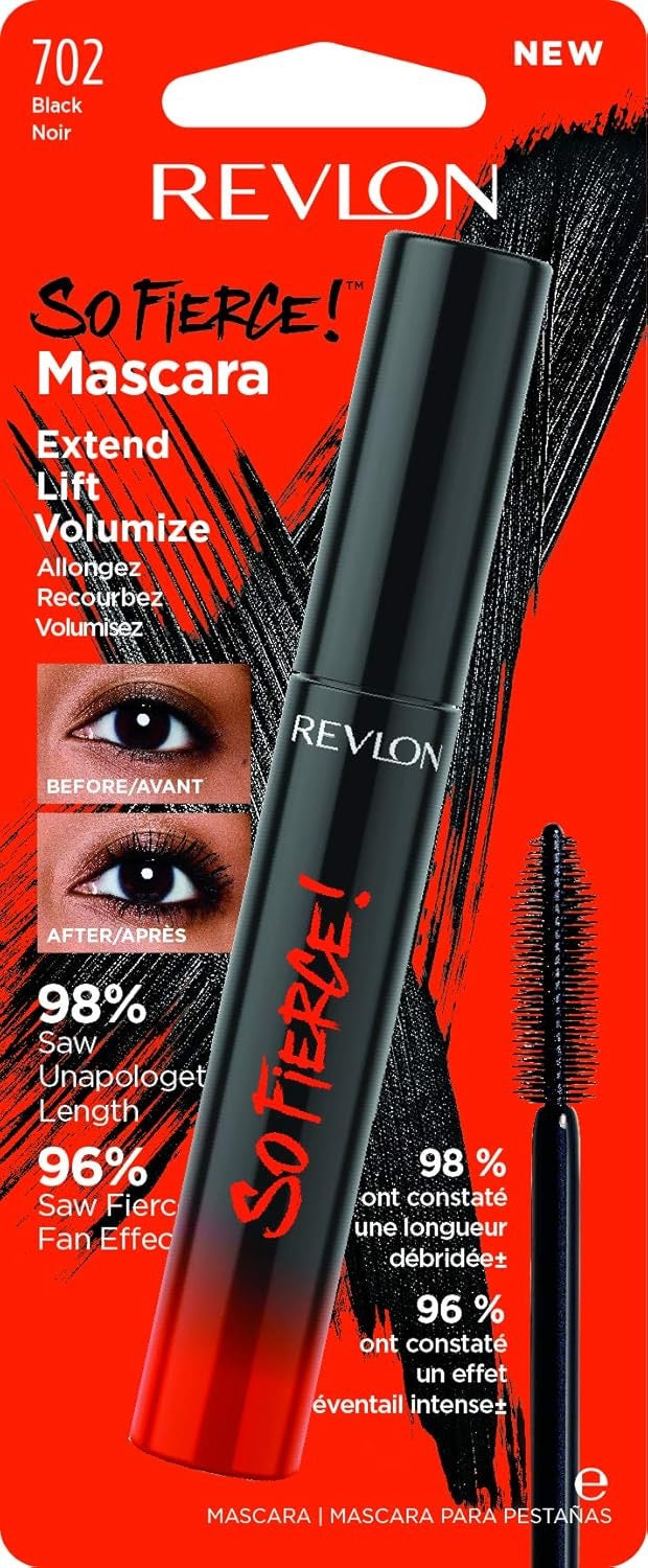 Revlon Mascara, So Fierce Eye Makeup, Lasts up to 24 Hours, No Clump, Smudge-Proof, Flake-Free, 702 Black, 0.25 fl oz