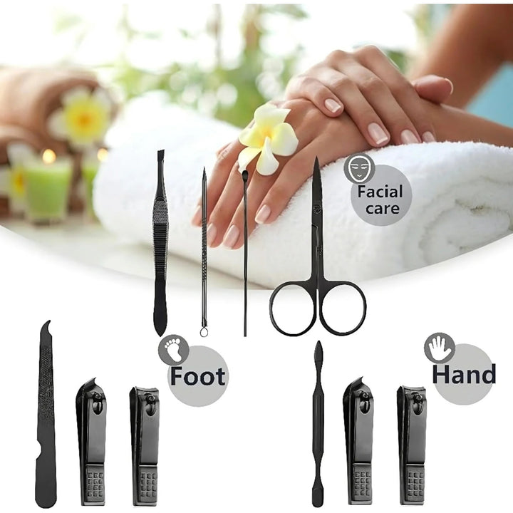 Nail Clippers Set, 8 in 1 Manicure Pedicure Kit with Travel Case, Fingernail & Toenail Clippers Grooming Tools for Men and Women