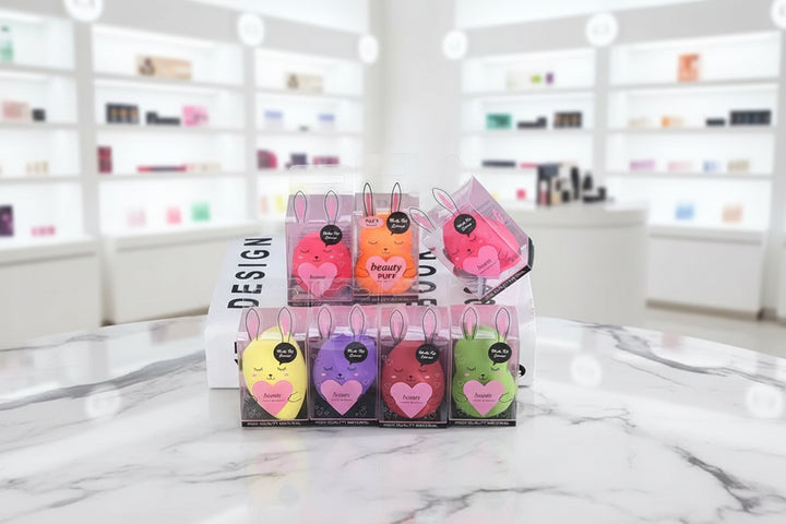 beauty sponge, beauty applicator, beauty blender, Set of colorful beauty puff products in clear packaging