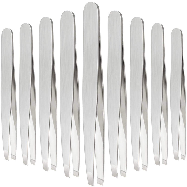 Stainless Steel 2 Sided Slant  Tip Tweezers (12 pieces)