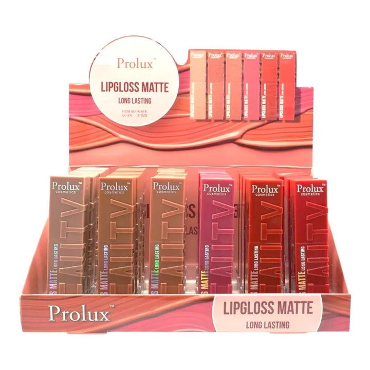 Prolux Lipgloss Matte Long Lasting - Wholesale Display 24 Units (K-418)