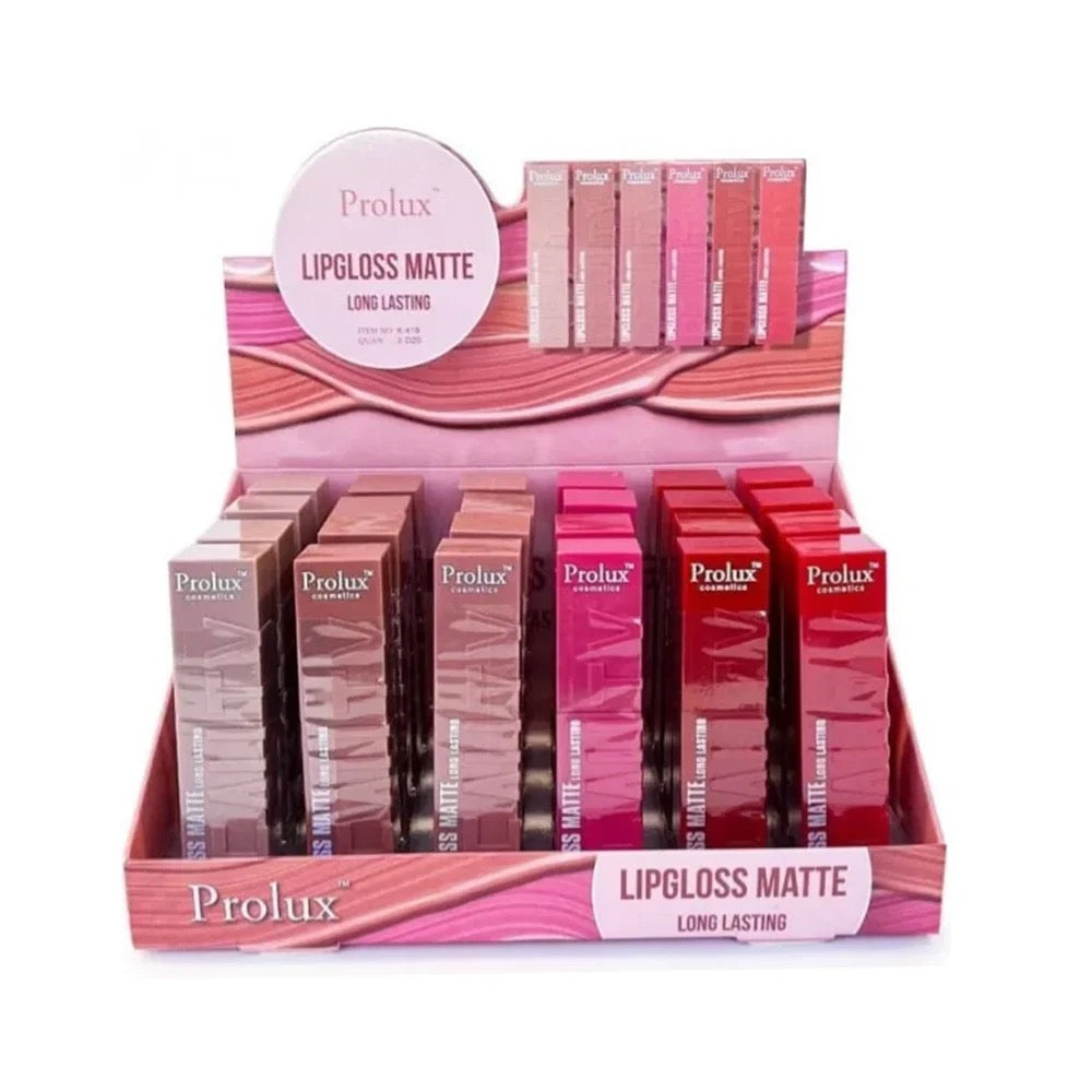 Prolux Lipgloss Matte Long Lasting - Wholesale Display 24 Units (K-418)