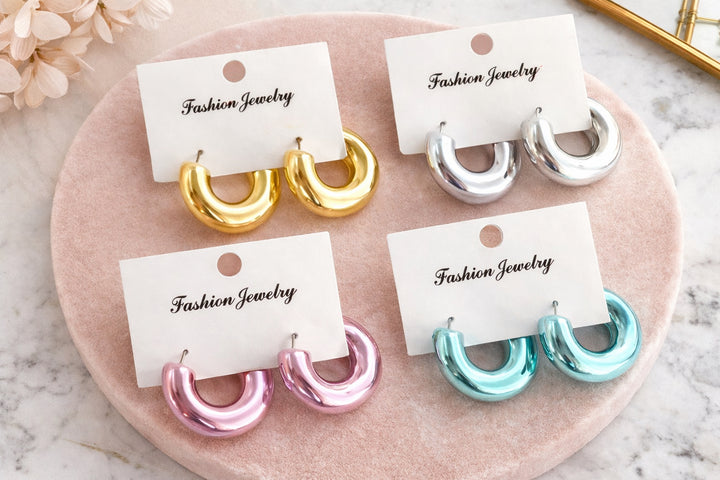 Iridescent Metallic Summer Time Fun Huggie Earrings