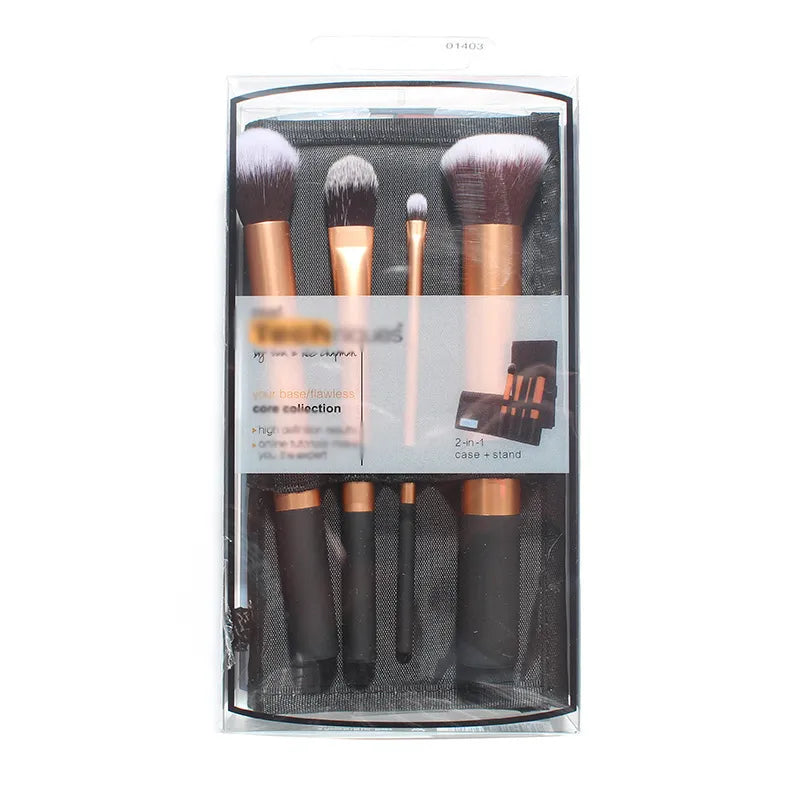 Simply Chic Gold & Black 4 Pieces Makeup-Brushes